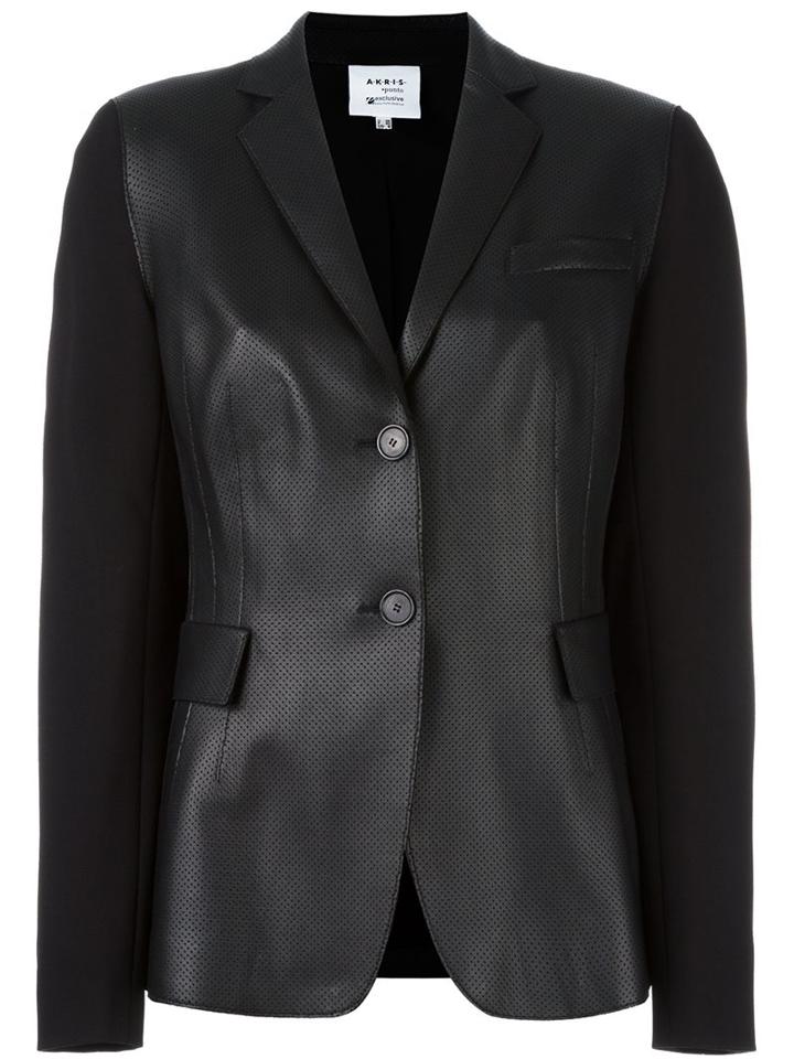 Akris Punto Blazer Jacket, Women's, Size: 38, Black, Lamb Skin/polyamide/spandex/elastane/viscose