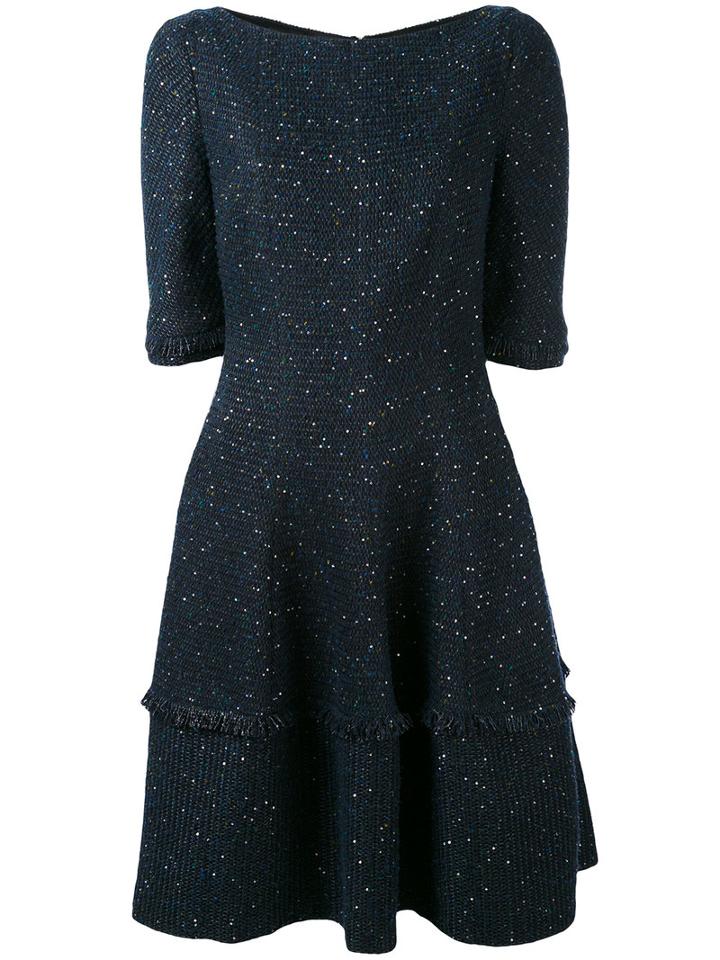 Talbot Runhof - Speckled Mini Bell Dress - Women - Polyamide/polyester/acetate/metallized Polyester - 38, Blue, Polyamide/polyester/acetate/metallized Polyester