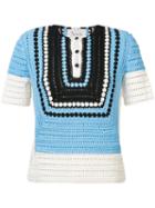 Novis - Crochet Knit Blouse - Women - Silk - M, Women's, Blue, Silk