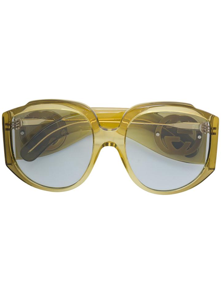 Gucci Eyewear Oversized Round Frame Sunglasses - Green