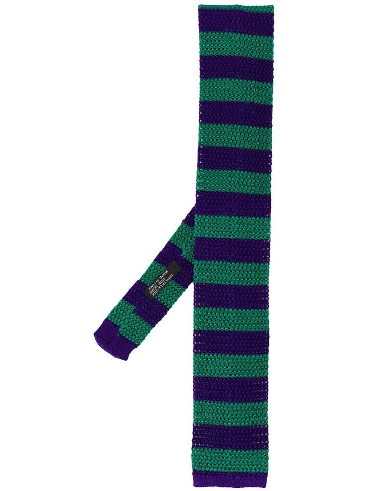 Nicky Stripe Knitted Tie - Blue