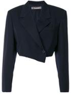 Issey Miyake Pre-owned Asymmetric Wrap Front Cropped Jacket - Blue