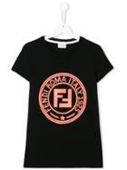 Fendi Kids Teen Logo Print T-shirt - Black