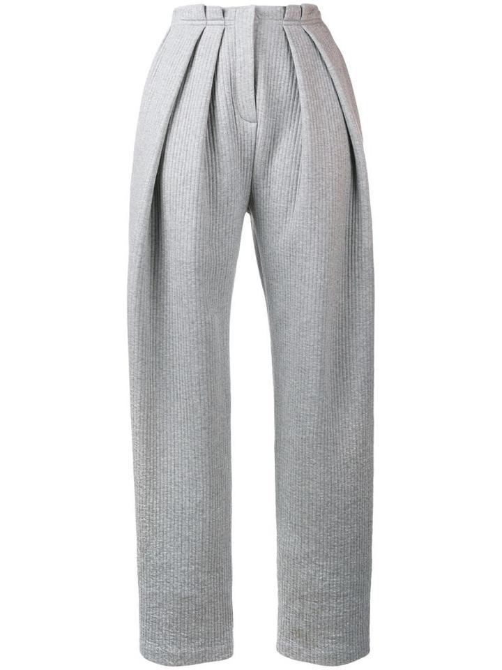 Vika Gazinskaya Pleated Ribbed Trousers, Women's, Size: 38, Grey, Cotton/polyester
