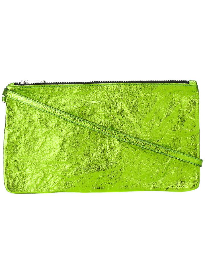 Zilla Zipped Clutch, Women's, Green, Leather