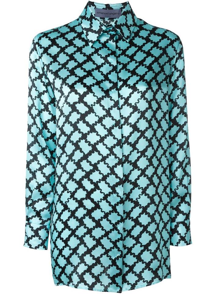 Emanuel Ungaro Checked Print Shirt, Women's, Size: 38, Blue, Silk