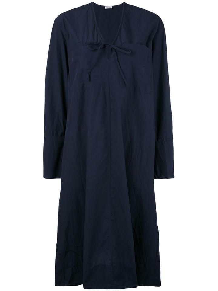 V-neck Oversized Dress - Women - Cotton - 6, Blue, Cotton, Tomas Maier
