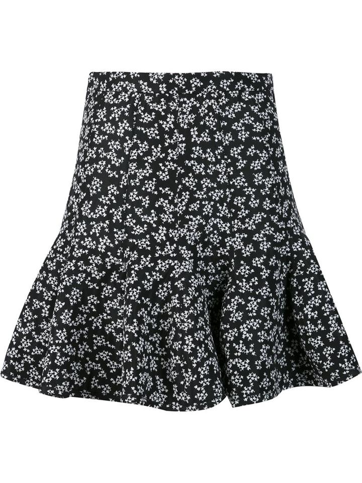 Carven Floral Print Skirt, Women's, Size: 38, Black, Polyester/acetate/viscose