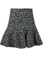 Carven Floral Print Skirt, Women's, Size: 38, Black, Polyester/acetate/viscose
