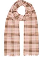 Burberry Metallic Check Wool Silk Blend Scarf - Pink & Purple