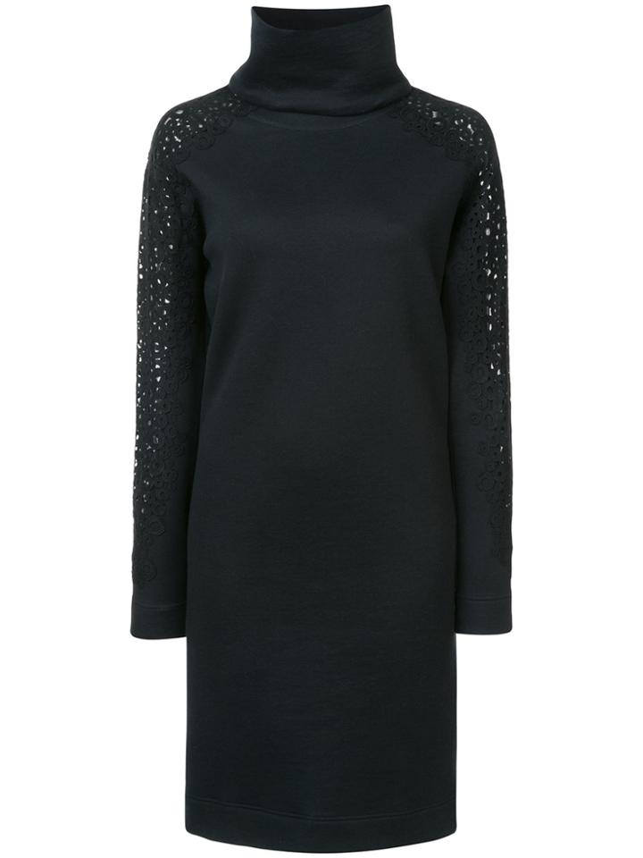 Akris Punto Turtleneck Knit Panel Dress - Black
