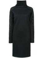 Akris Punto Turtleneck Knit Panel Dress - Black