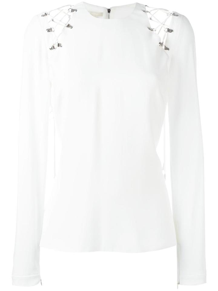 Antonio Berardi Laced Panel Blouse, Women's, Size: 42, White, Rayon/acetate