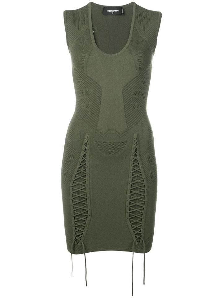 Dsquared2 Drawcord Detailed Mini Dress - Green