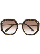 Salvatore Ferragamo Geometric Frame Sunglasses - Brown
