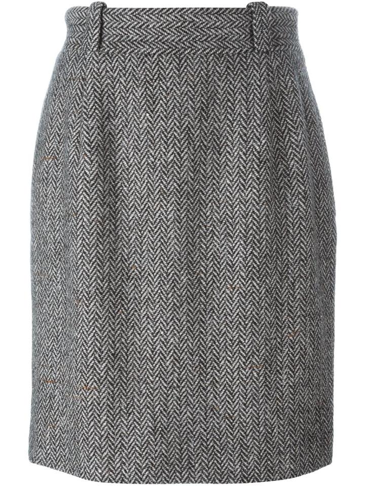 Dolce & Gabbana Vintage Herringbone Tweed Pencil Skirt