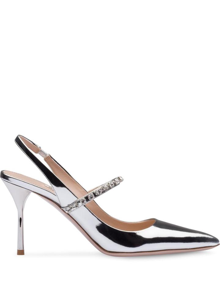 Miu Miu Metallic Leather Pumps - Silver