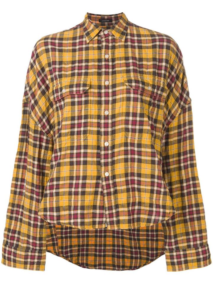 R13 Cropped Plaid Shirt - Yellow