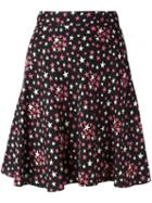 Saint Laurent Star Print Pleated Skirt, Women's, Size: 36, Black, Viscose/silk