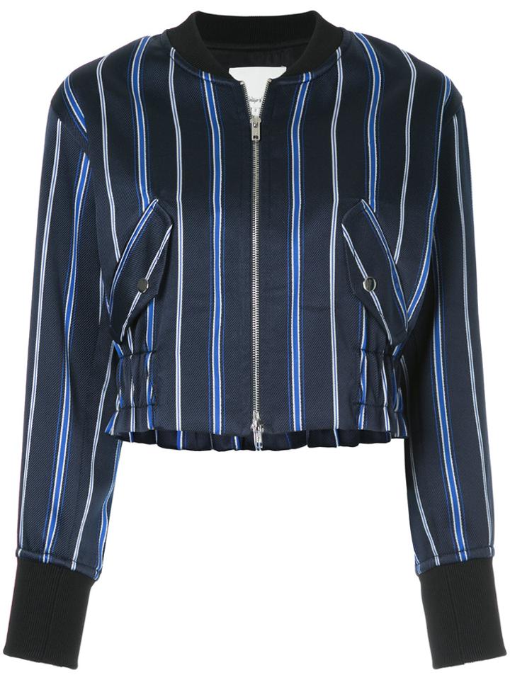 3.1 Phillip Lim Zipped Striped Bomber Jacket - Blue