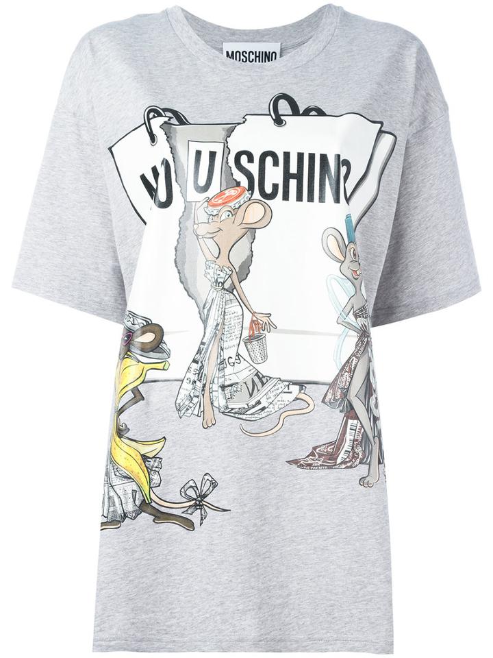 Moschino Rat-a-porter T-shirt, Women's, Size: Small, Grey, Cotton