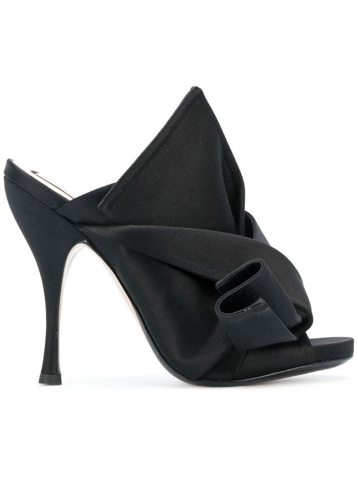 Nº21 Satin Bow Mules - Black