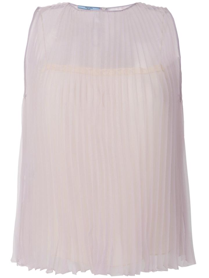 Prada Pleated Blouse - Nude & Neutrals