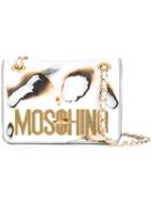Moschino Burned Effect Shoulder Bag, Women's, White, Leather