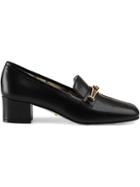 Gucci Leather Pumps With Stripe - Black