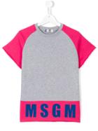 Msgm Kids Colour-block Logo T-shirt, Girl's, Size: 14 Yrs, Grey