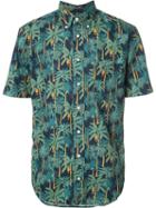 Gitman Vintage Palm Print Shirt, Men's, Size: Small, Blue, Cotton