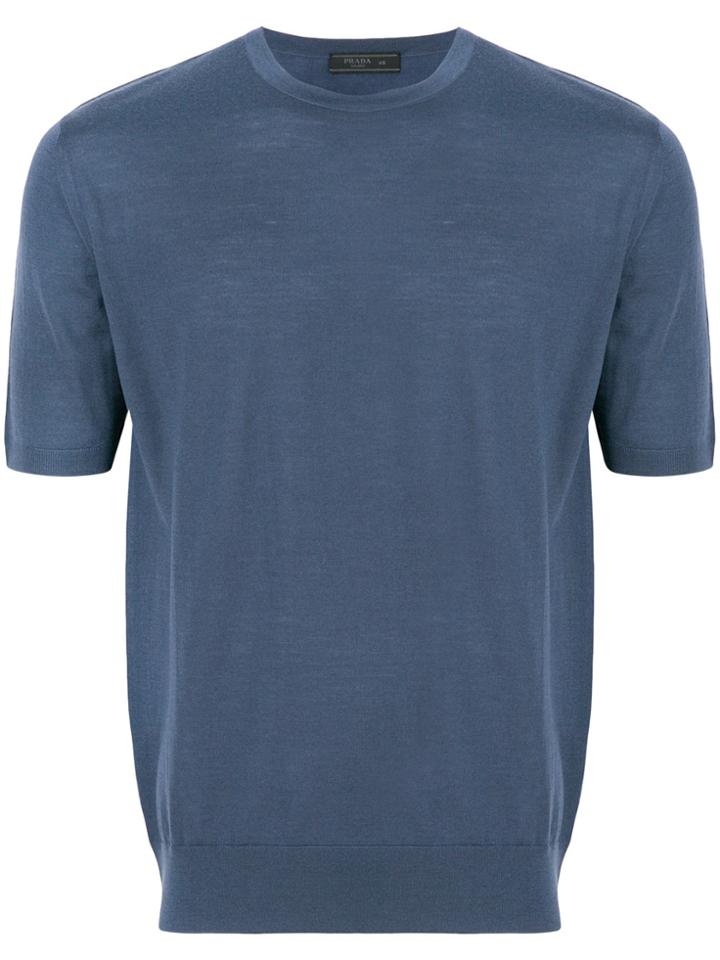 Prada Short Sleeve Knitted Jumper - Blue