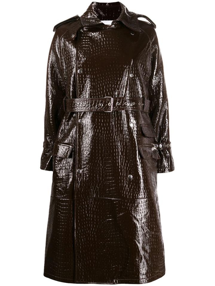 S.w.o.r.d 6.6.44 Croc Effect Belted Coat - Brown