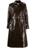 S.w.o.r.d 6.6.44 Croc Effect Belted Coat - Brown