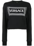 Versace Vintage 90s Logo Print Sweatshirt - Black