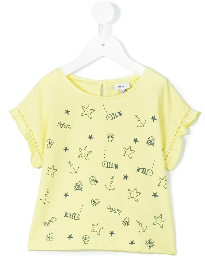 Knot - Water Symbols T-shirt - Kids - Cotton - 10 Yrs, Yellow/orange