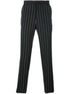 Juun.j Pinstripe Straight Trousers, Men's, Size: 48, Black, Polyester/rayon/wool