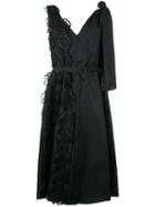 Rochas Tie Flared Dress, Women's, Size: 40, Black, Cotton/spandex/elastane/silk