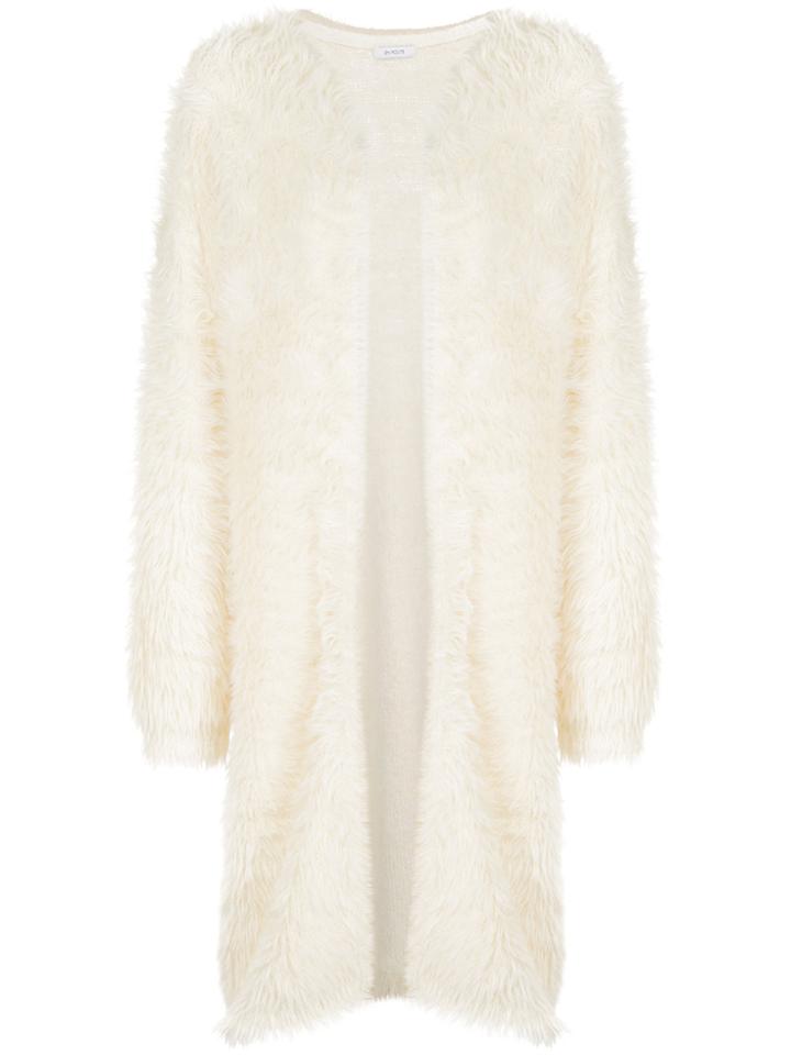 En Route Fluffy Longline Cardigan - White