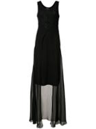 Maison Margiela Sheer Maxi Dress, Women's, Size: 42, Black, Silk/cotton/polyimide/polyester