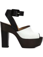 Alexa Wagner Buckle Platform Sandals, Women's, Size: 39, White, Leather