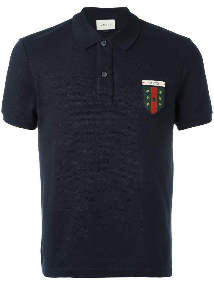 Gucci Web Crest Polo Shirt, Men's, Size: Xl, Blue, Cotton/spandex/elastane