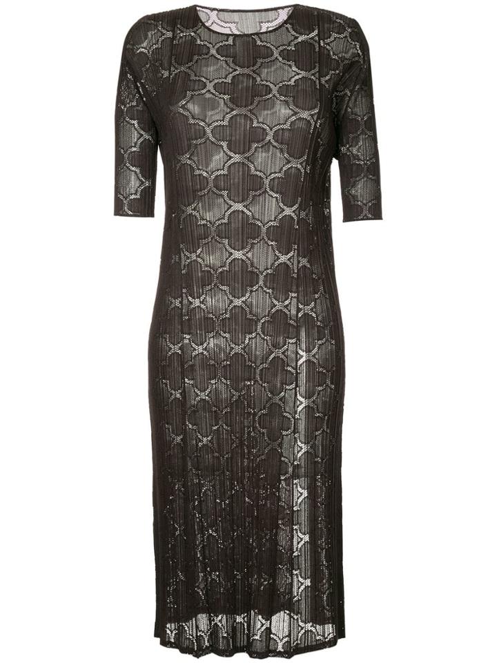 Pleats Please By Issey Miyake Clover Lace Dress - Brown