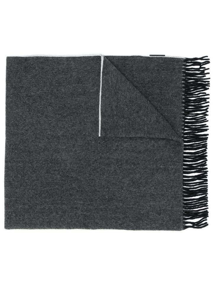 Canada Goose Fringed Knitted Scarf - Black