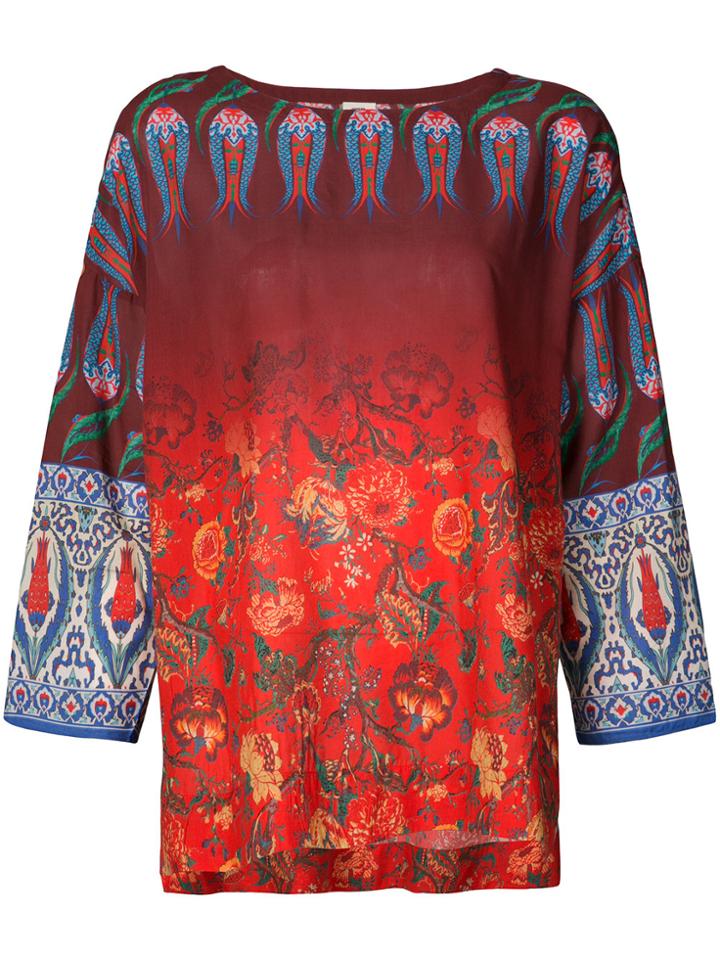 Warm Relaxed Multiprint Top - Red