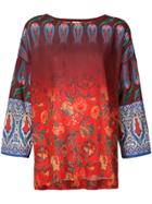 Warm Relaxed Multiprint Top - Red