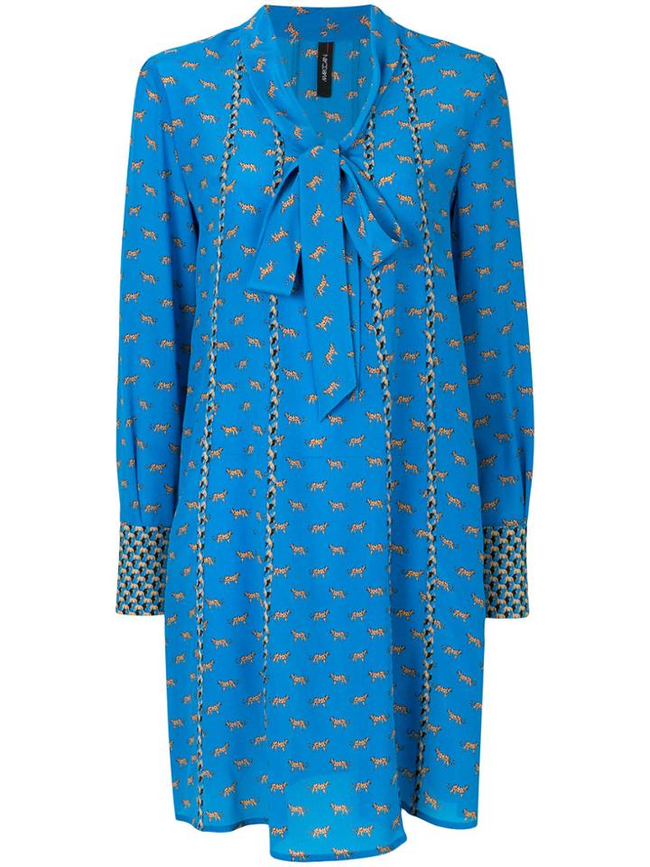 Marc Cain Pussy Bow Printed Dress - Blue