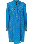 Marc Cain Pussy Bow Printed Dress - Blue