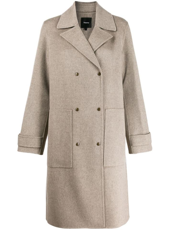 Theory Double Breasted Coat - Grey