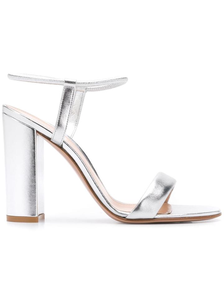 Gianvito Rossi Block Heel Sandals - Silver